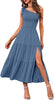 2023 New Summer Fashion Women's One-shoulder Pleated Layered Hem Split Dress